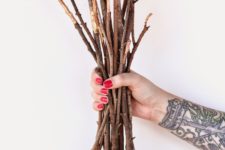 DIY gold foil branches as vase filler