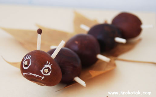 DIY chestnut animals with matches and paint (via krokotak.com)