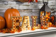cozy DIY plaid FALL marquee letters