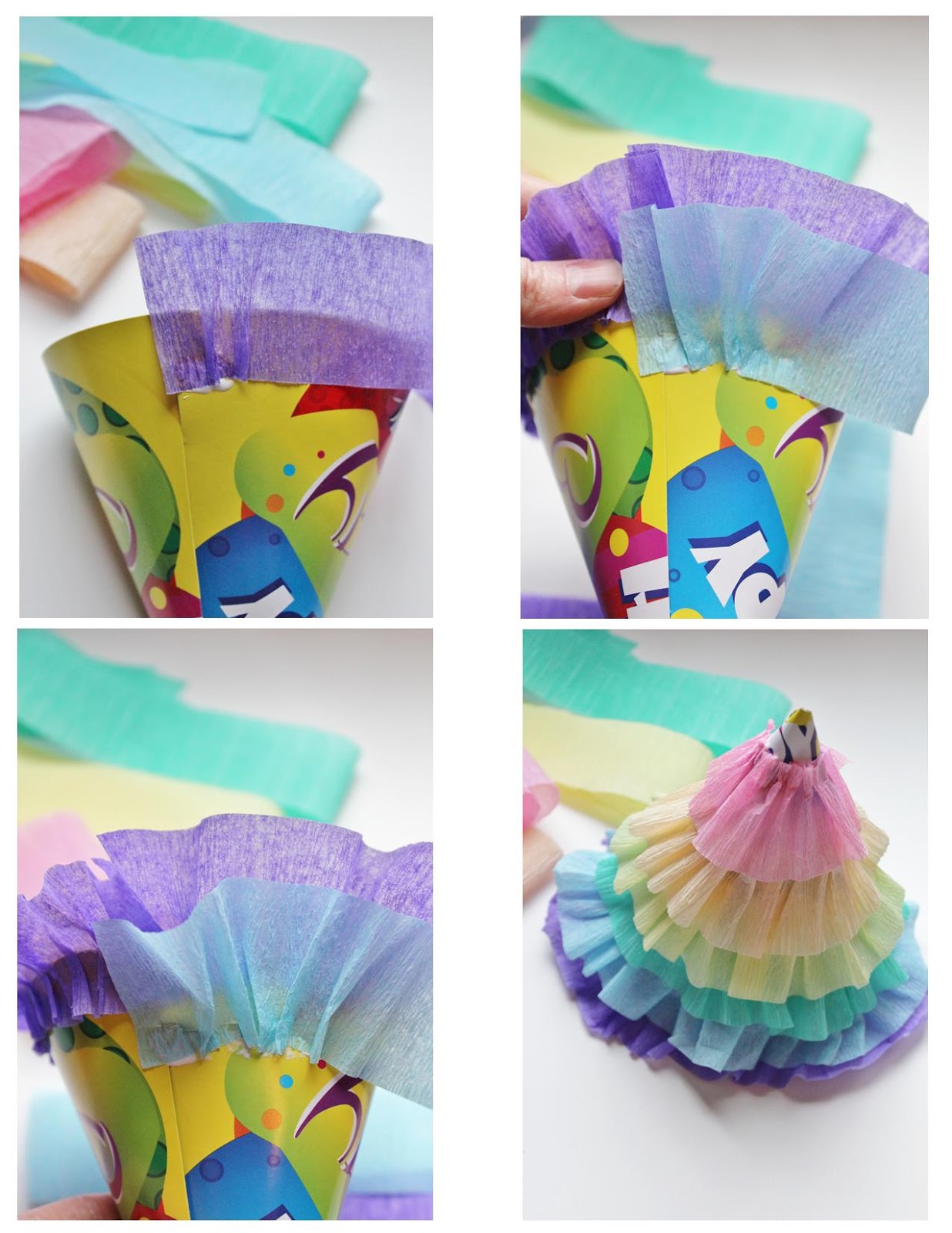 DIY rainbow ruffle party hats for My Little Pony parties