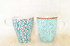 DIY subtle blue mugs