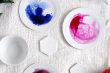 DIY bold and contrasting abstract dinnerware