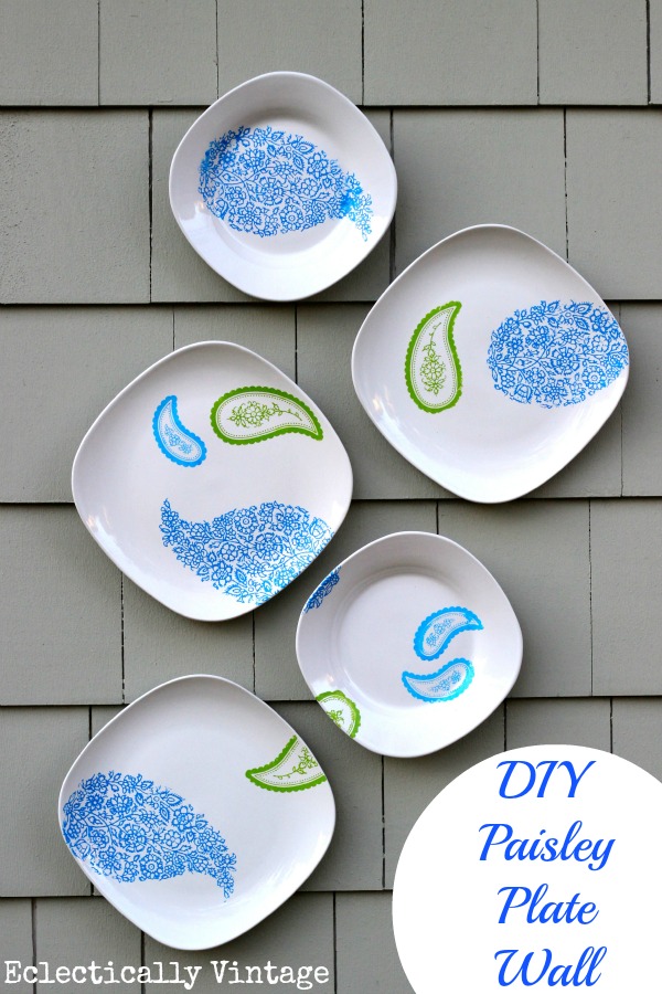 DIY plate chargers decorated using Martha Stewart stencils