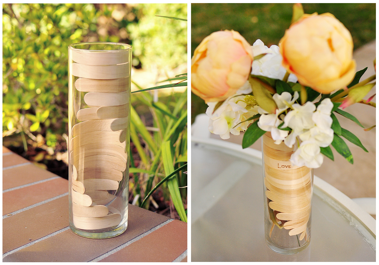 DIY bent popsicle sticks to decorate a vase (via www.thecheesethief.com)