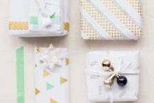 DIY washi tape Christmas gift wraps