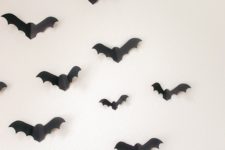 DIY paper bats on the wall for Halloween