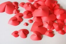 DIY 3D paper hearts for wlal decor