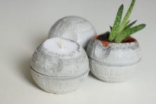 DIY concrete Death Star planter