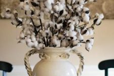 03 cotton ball display provides a rustic accent to mantles, tables, railings and more