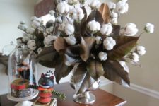 04 magnolia branches and cotton balls for a southern-style arrangement