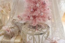 06 subtle Christmas tree in pink, tiny pink ornaments
