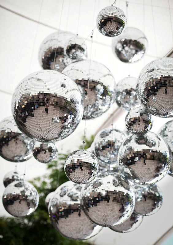 silver disco ball chandelier to rock a New Year party