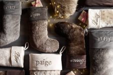 12 embroidered fur stockings for Christmas