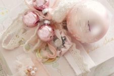 13 pastel pink ornaments can be cool gift toppers for winter holidays