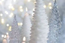 14 Christmas tree candles with silver plastic ones for dreamy decor