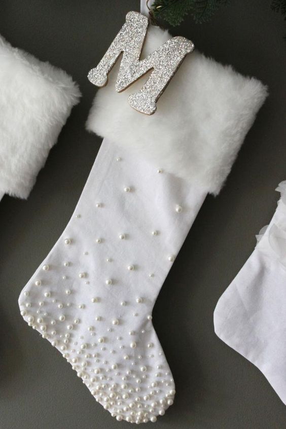 glam pearl stockings with fur cuffs