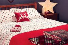 15 this cozy flannel bedding with a pillow with deer just scream Christmas