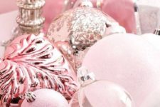 17 pink Christmas ornament display for the holidays