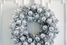 18 sparkling silver disco ball wreath