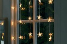 20 beautiful star light garlands on the window