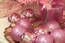 20 glitter hot pink ornaments to complete a pink tree
