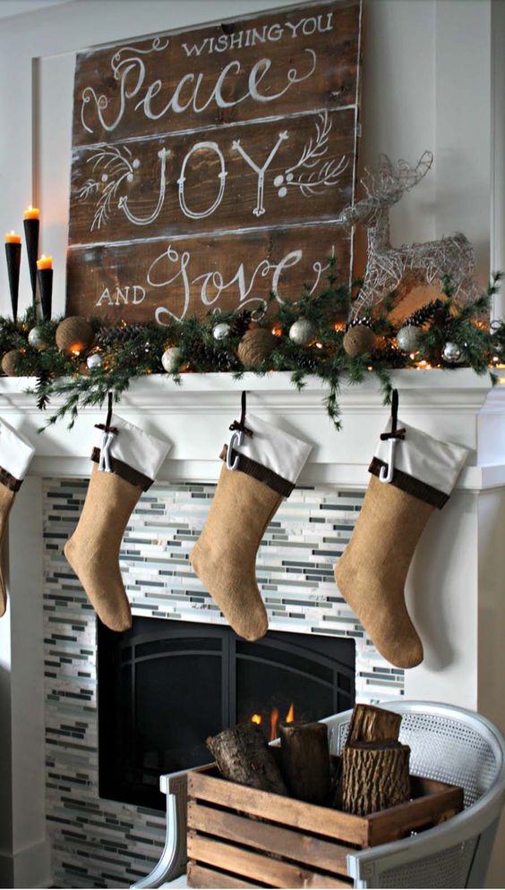 hang pretty burlap stockings with monograms