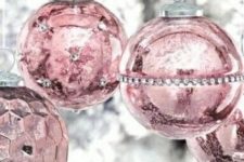 21 pink mercury glass ornaments