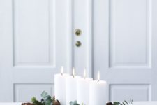 21 tray with candles, eucalyptus and pinecones for modern decor