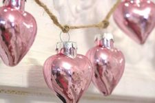 22 pink heart garland of ornaments