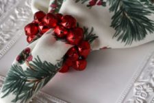 23 red jingle bell napkin ring for a bold statement