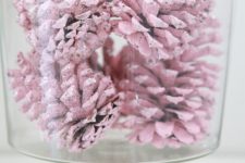 27 glittery pink pinecones for the holidays