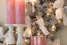 28 pink candles and candle holders for Christmas