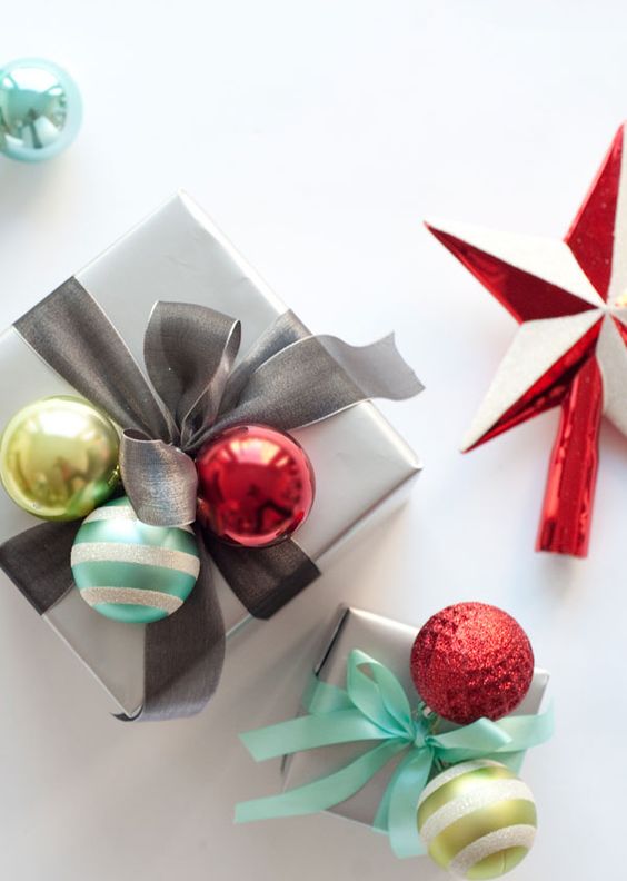 colorful Christmas ornaments are the most popular gift toppers