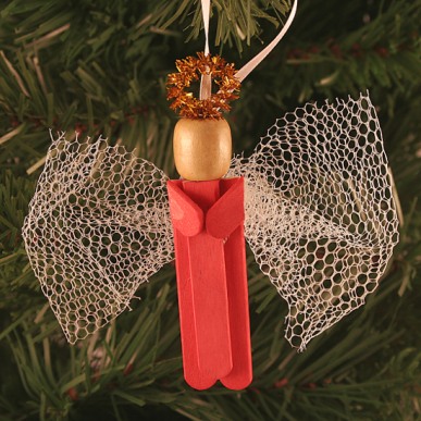 DIY popsicle stick angel ornament