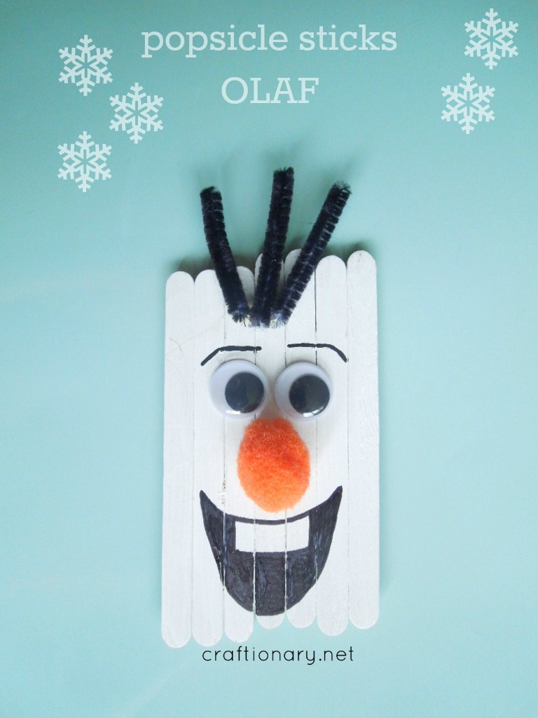 DIY popsicle stick Olaf ornament (via www.craftionary.net)