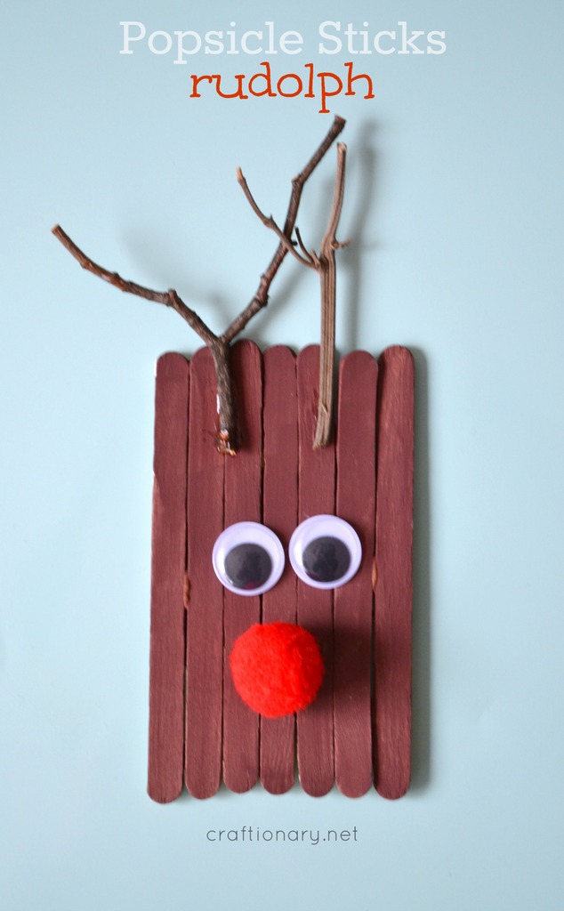 DIY Rudolph ornament from popsicle sticks