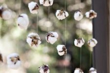 DIY cotton garland with fishing line