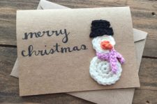DIY crochet snowman Christmas card