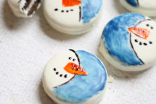 DIY painted snowman oreo cookies