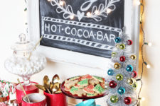 DIY hot cocoa bar sign with lights