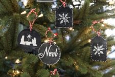 DIY quick and easy chalkboard Christmas ornaments and tags