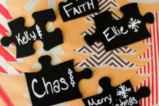 DIY chalkboard puzzle piece gift tags
