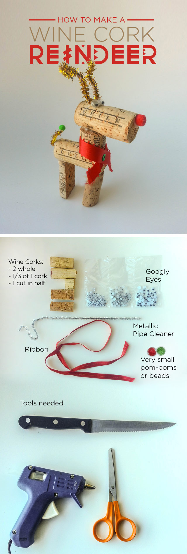 DIY wine cork reindeer decoration (via visualheart.com)