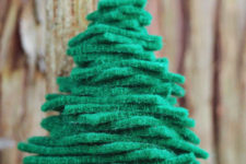 DIY green felt tree ornament with gold decor