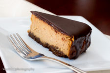 DIY gingerbread cheesecake topped with chocolate