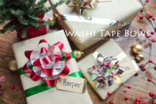 DIY metallic washi tape bows for Christmas gifts