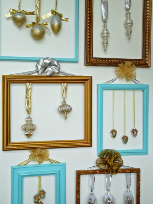 DIY ornament frames for Christmas decor (via www.shelterness.com)