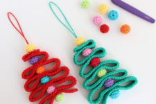 DIY crochet ribbon Christmas tree ornament