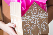 DIY gingerbread house gift boxes