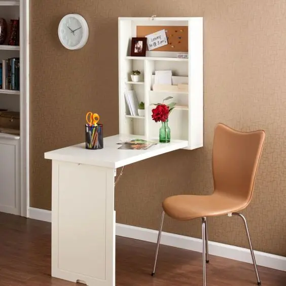 contemporary hideaway desk design for a narrow space